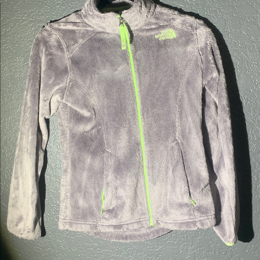 The North Face Brown Fleece with Neon Green Logo